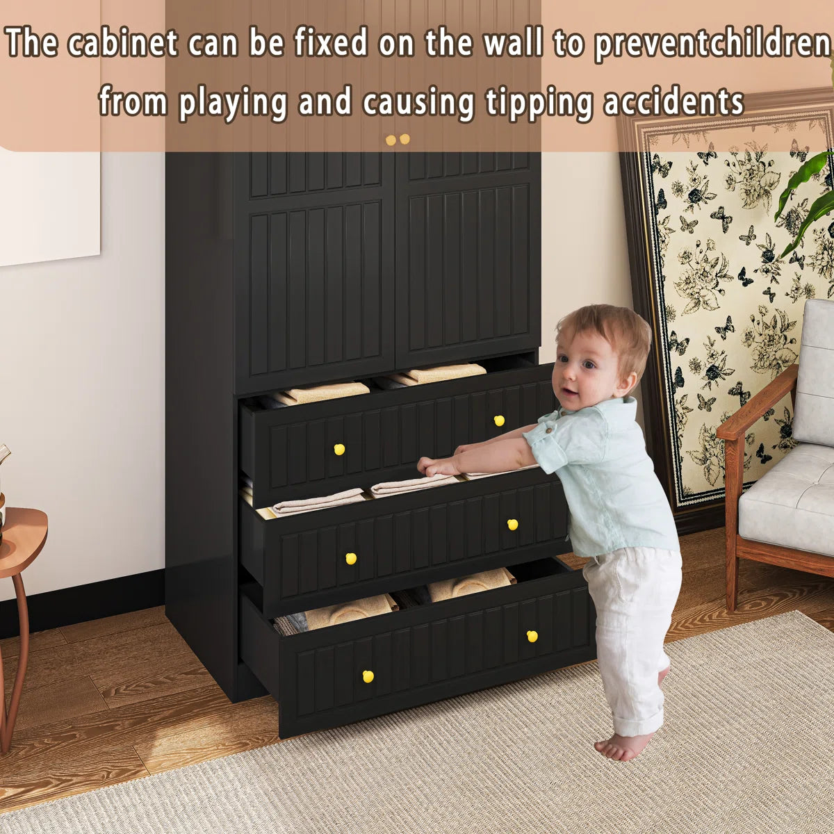 Armoire 2-door Wardrobe With 3-drawers New Design