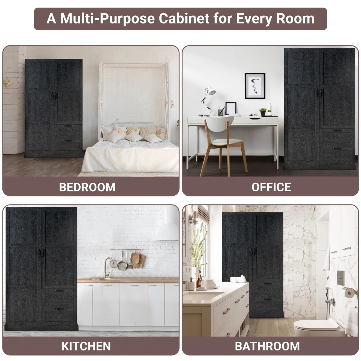 Multipurpose Bedroom Armoire Wardrobe Closet Pantry Storage Cabinet with Drawers
