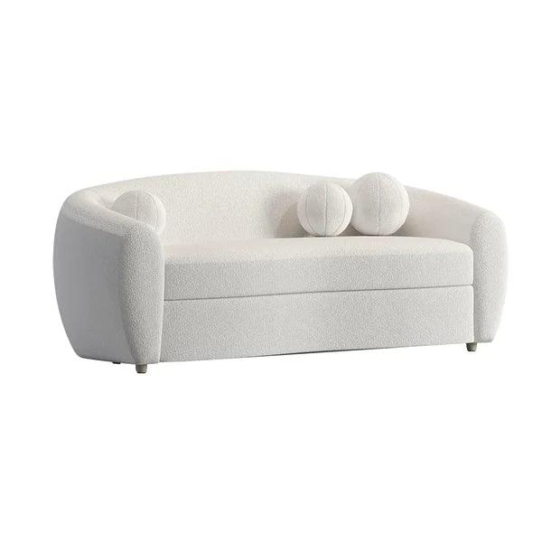 Joel White Teddy Velvet 3 Seaters Curved Sofa for Living Room - Ouch Cart 