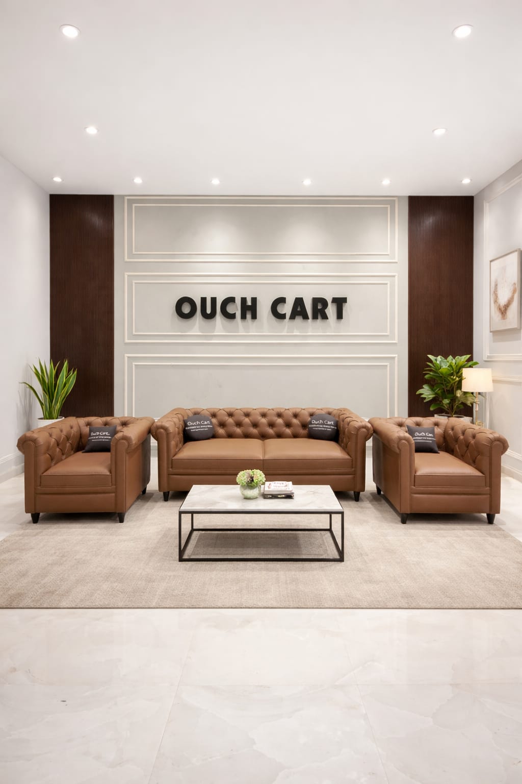 Luxury Chesterfield Leather Sofa Set – 3 Seater & Armchairs | Premium Living Room Furniture 