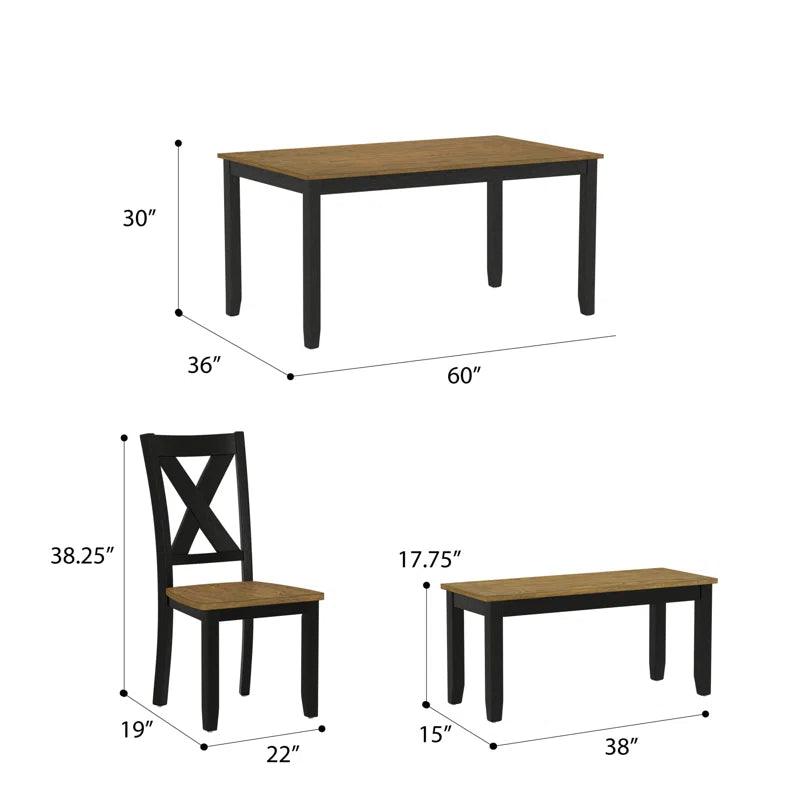 6 - Piece Solid Wood Dining Set - Ouch Cart 