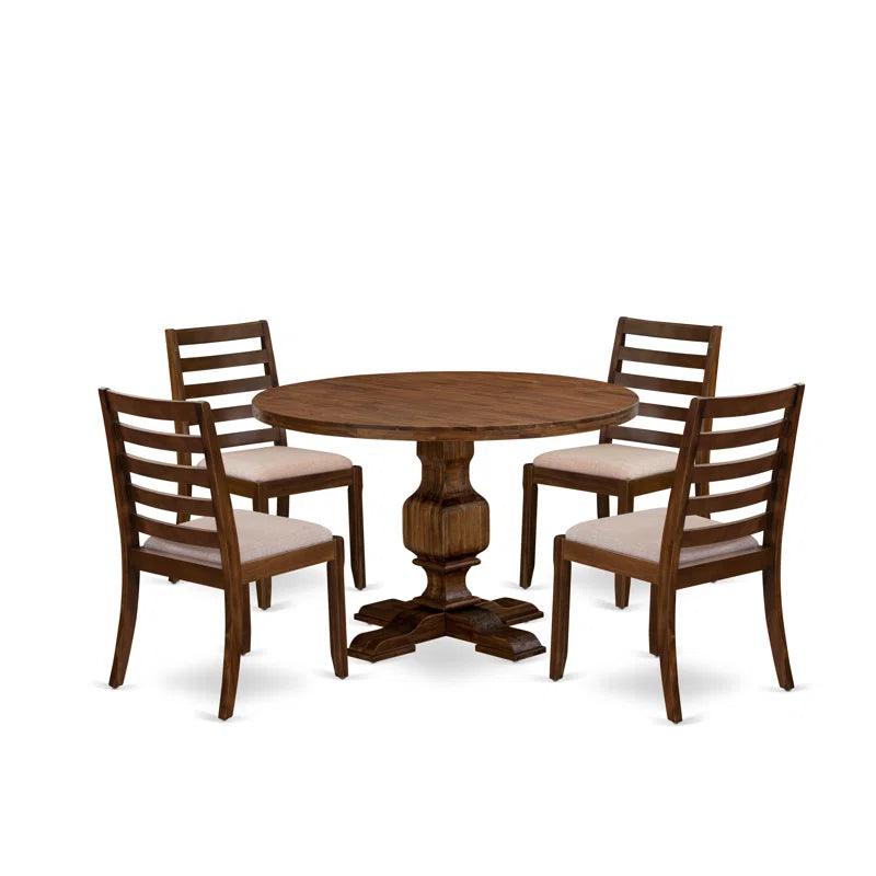 included a Round Table and Tan Linen Fabric stackable Chair - Ouch Cart 