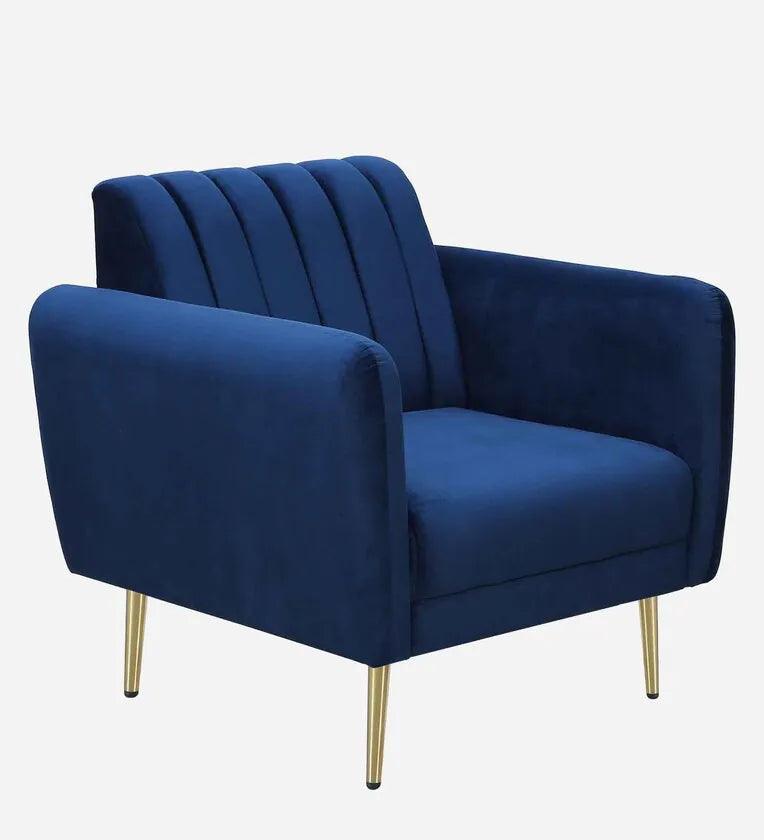 Velvet 1 Seater Sofa In Royal Blue Colour - Ouch Cart 