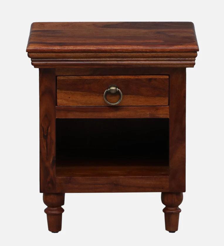 Sheesham Wood Night Stand in Scratch Resistant Honey Oak Finish - Ouch Cart 