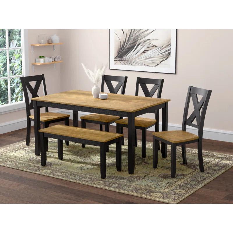 6 - Piece Solid Wood Dining Set - Ouch Cart 