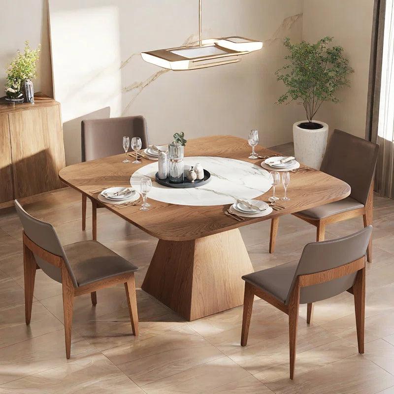 Rotatable Square Wooden Dining Table Sets - Ouch Cart 