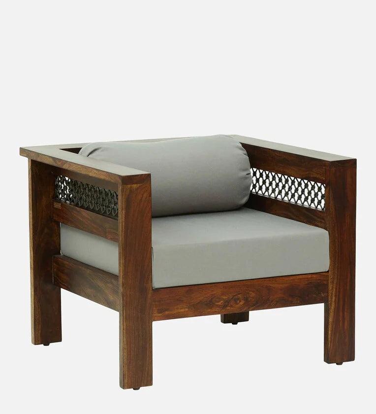 Sheesham Wood 1 Seater Sofa In Provincial Teak Finish - Ouch Cart 