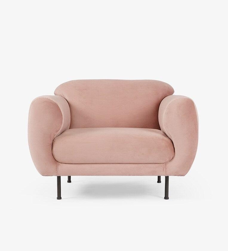 Fabric 1 Seater Sofa In Plush Pink Colour - Ouch Cart 