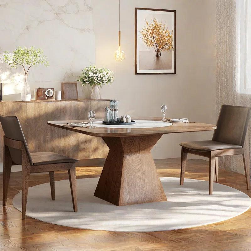 Rotatable Square Wooden Dining Table Sets - Ouch Cart 