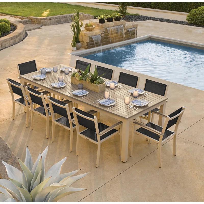 10 - Person 103" Long Powder Coated Aluminum Patio Dining Set - Ouch Cart 