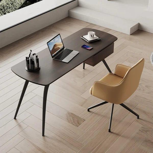 Jocelyn Mid-Century Modern Walnut Office Desk Rectangular Writing Desk with 1 Drawer - Ouch Cart 