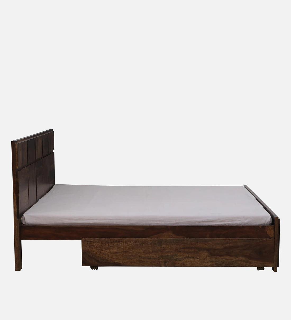 Sheesham Wood King Size Bed In Provincial Teak Finish With Drawer Storage - Ouch Cart 