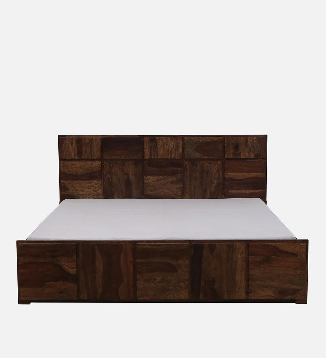 Sheesham Wood King Size Bed In Provincial Teak Finish With Drawer Storage - Ouch Cart 