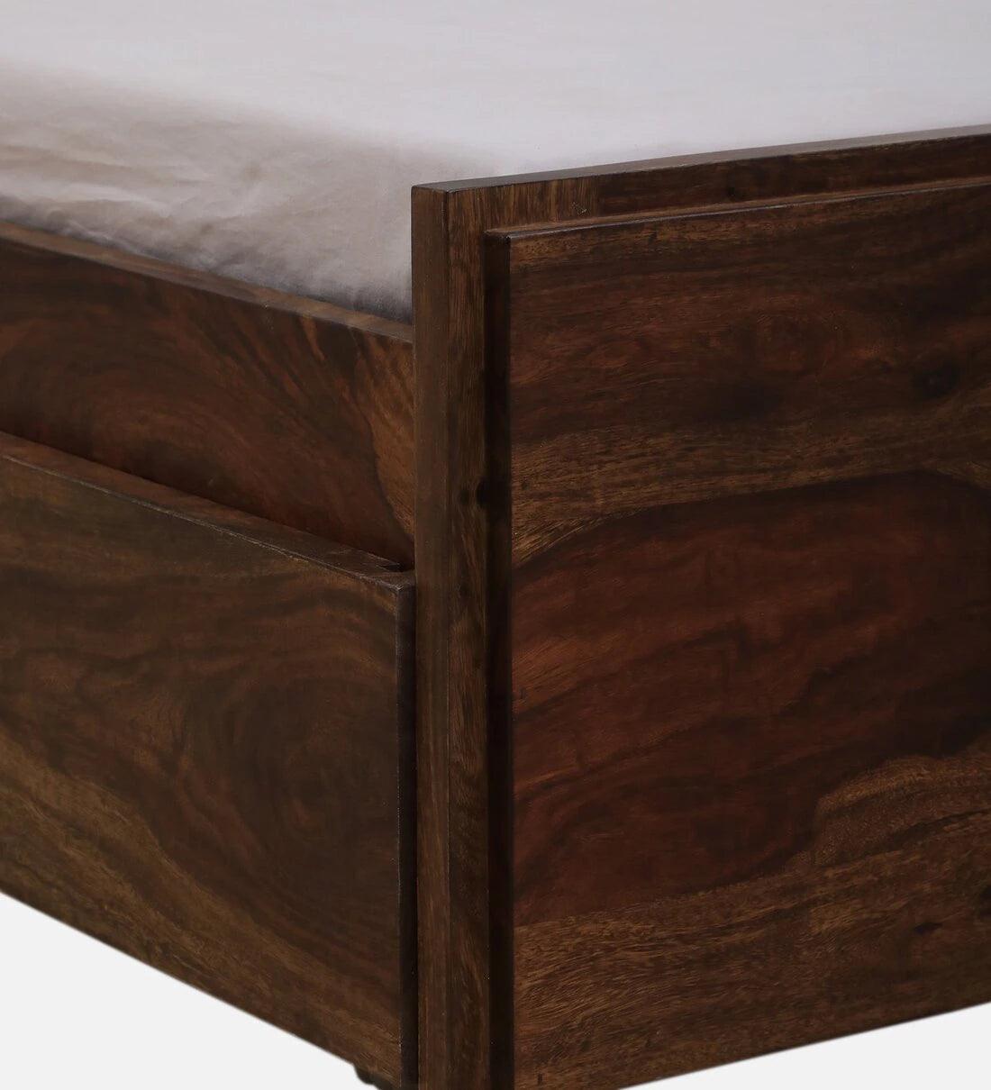 Sheesham Wood King Size Bed In Provincial Teak Finish With Drawer Storage - Ouch Cart 