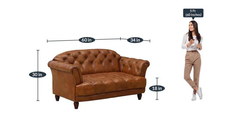 Leather 2 Seater Sofa In Antique Tan Colour - Ouch Cart 