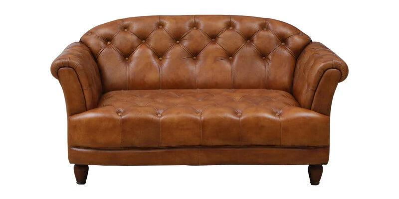 Leather 2 Seater Sofa In Antique Tan Colour - Ouch Cart 