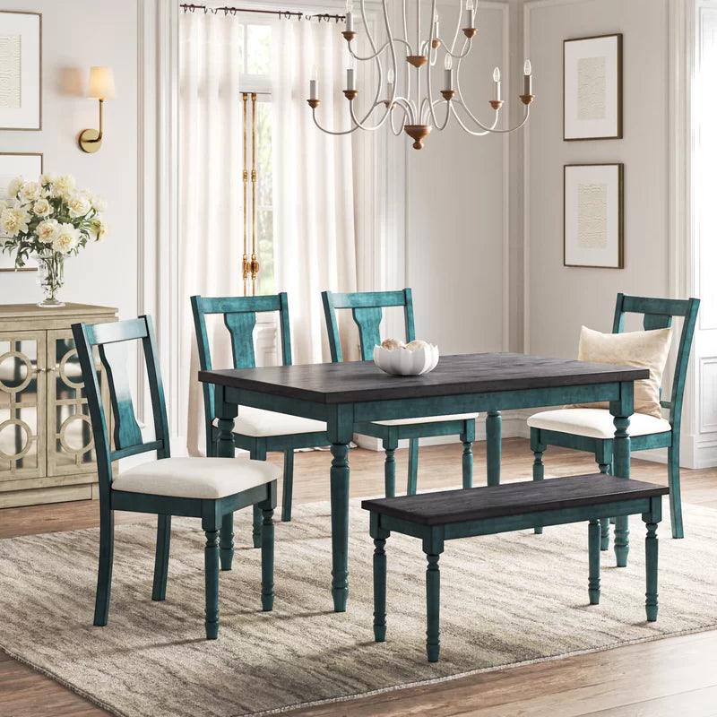 Toned Wood and Upholstered Dining Set - Ouch Cart 