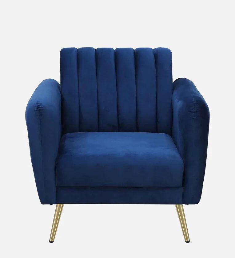 Velvet 1 Seater Sofa In Royal Blue Colour - Ouch Cart 