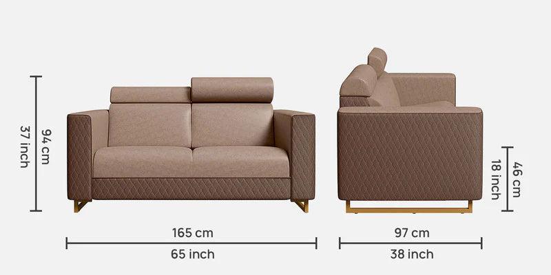 V3 Leatherette 2 Seater Sofa In Brown Colour - Ouch Cart 