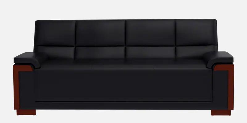 Leatherette 3 Seater Sofa in Black Colour - Ouch Cart 