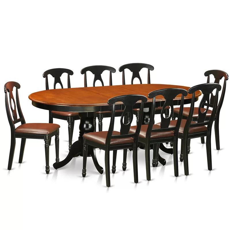 9 - Piece Extendable Solid Wood Double Pedestal Dining Set - Ouch Cart 