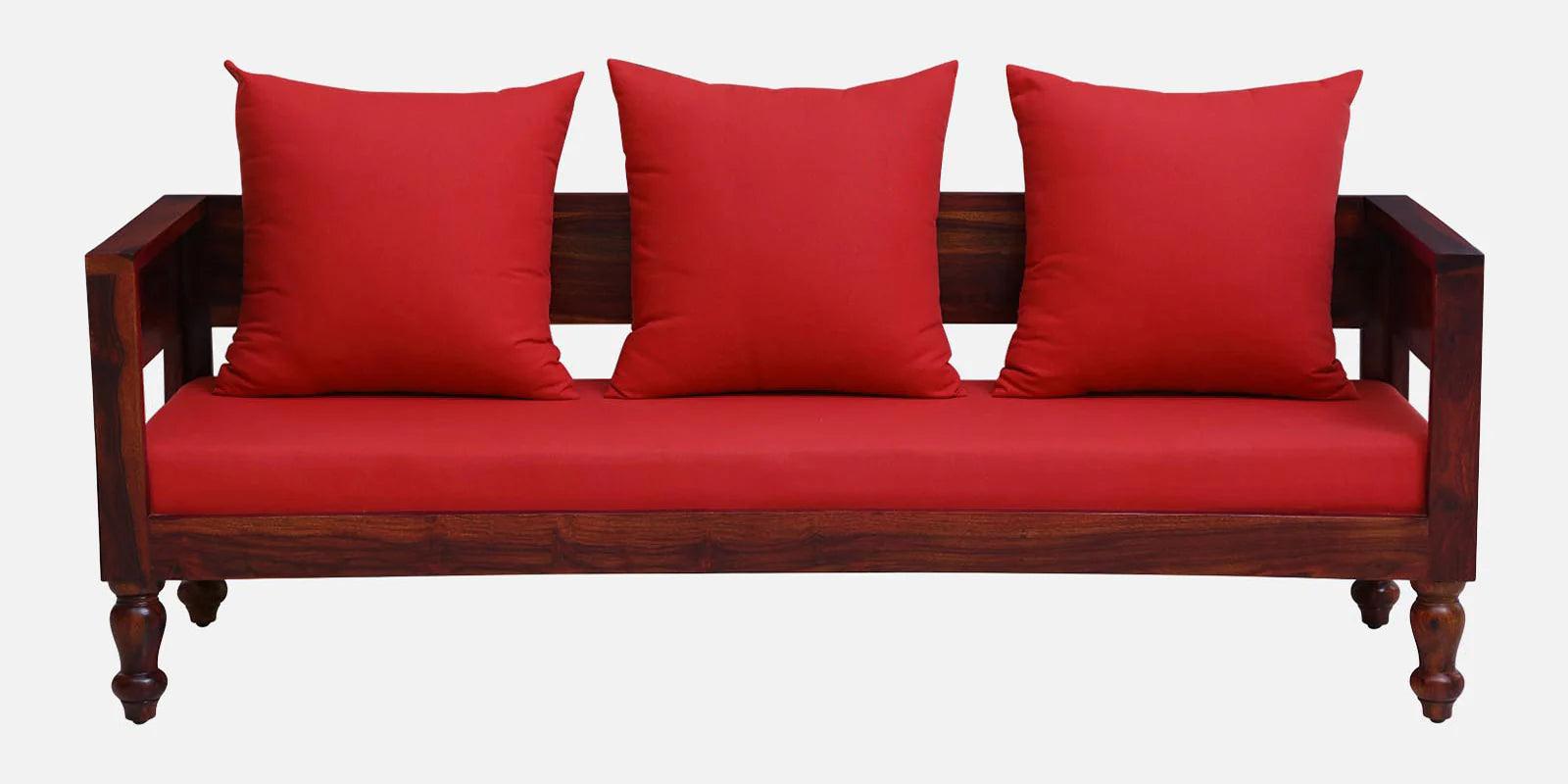 Sheesham Wood 3 Seater Sofa In Honey Oak Finish - Ouch Cart 