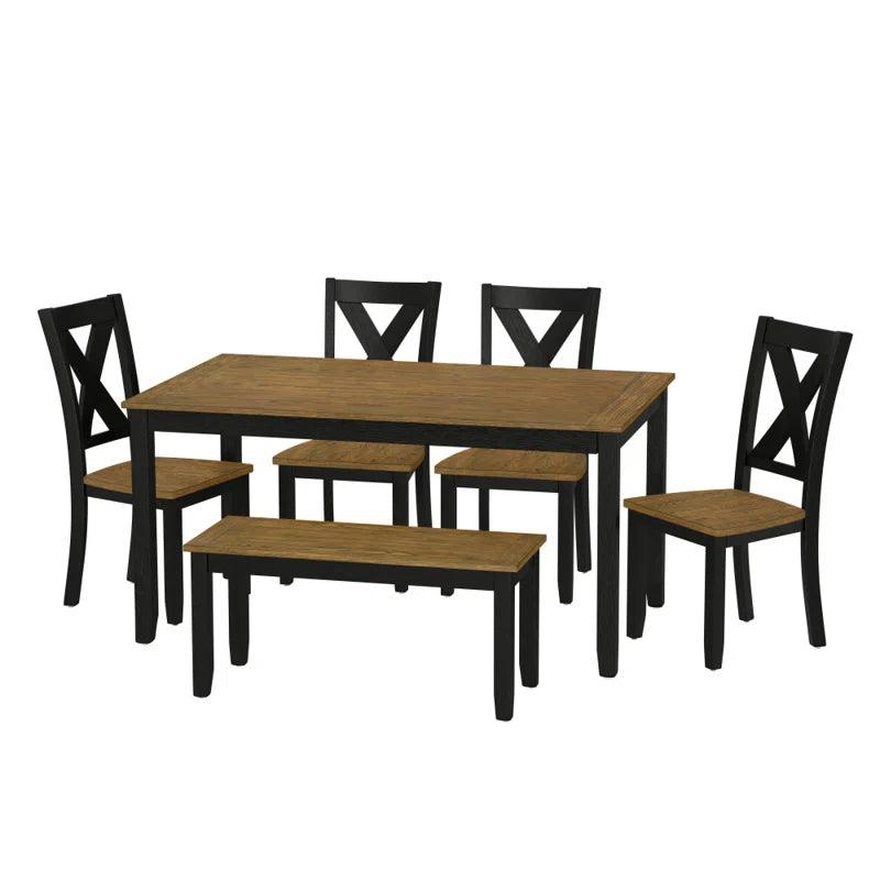 6 - Piece Solid Wood Dining Set - Ouch Cart 