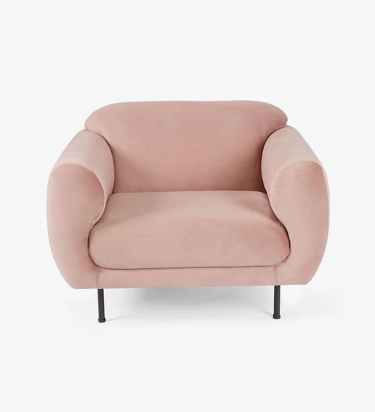 Fabric 1 Seater Sofa In Plush Pink Colour - Ouch Cart 