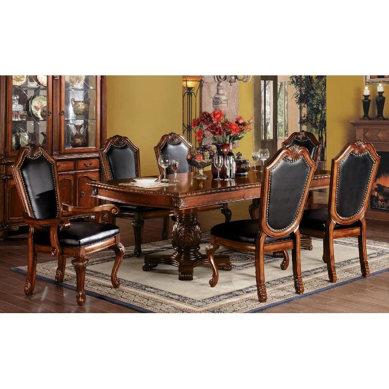 7 - Piece Extendable Double Pedestal Dining Set - Ouch Cart 