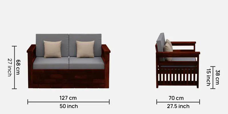 Sheesham Wood 2 Seater Sofa In Honey Oak Finish - Ouch Cart 