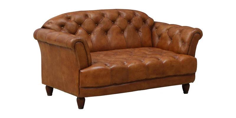 Leather 2 Seater Sofa In Antique Tan Colour - Ouch Cart 