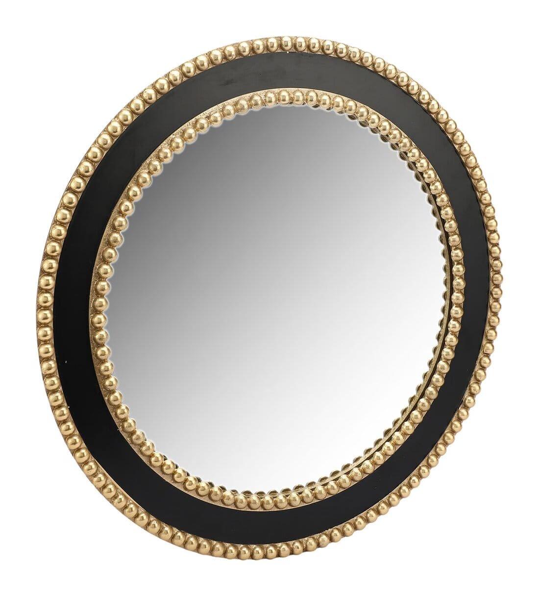 Black Aluminium Small Beaded Mirror, - Ouch Cart 