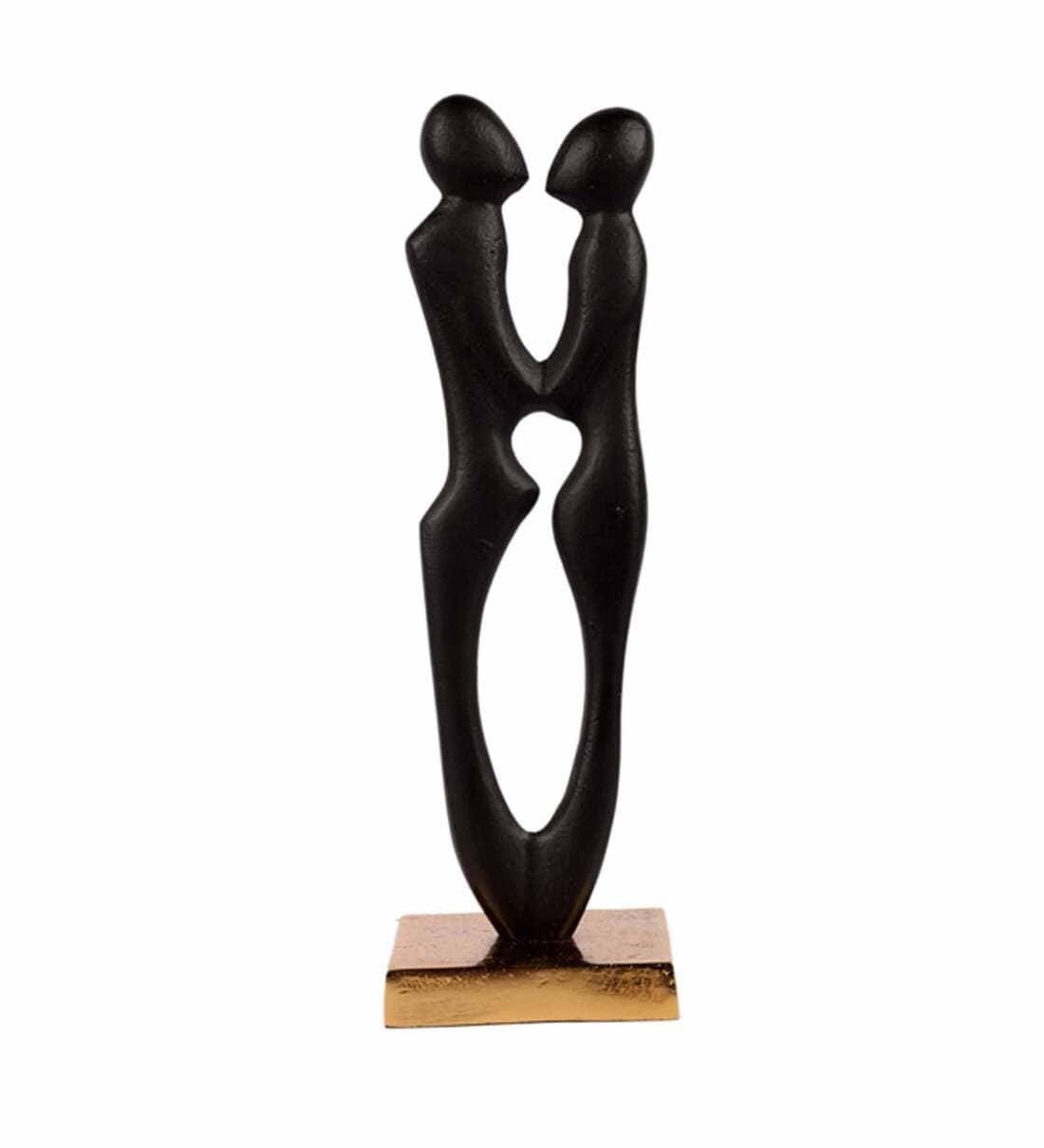 Black Couple Statue Aluminium Table Accent, - Ouch Cart 