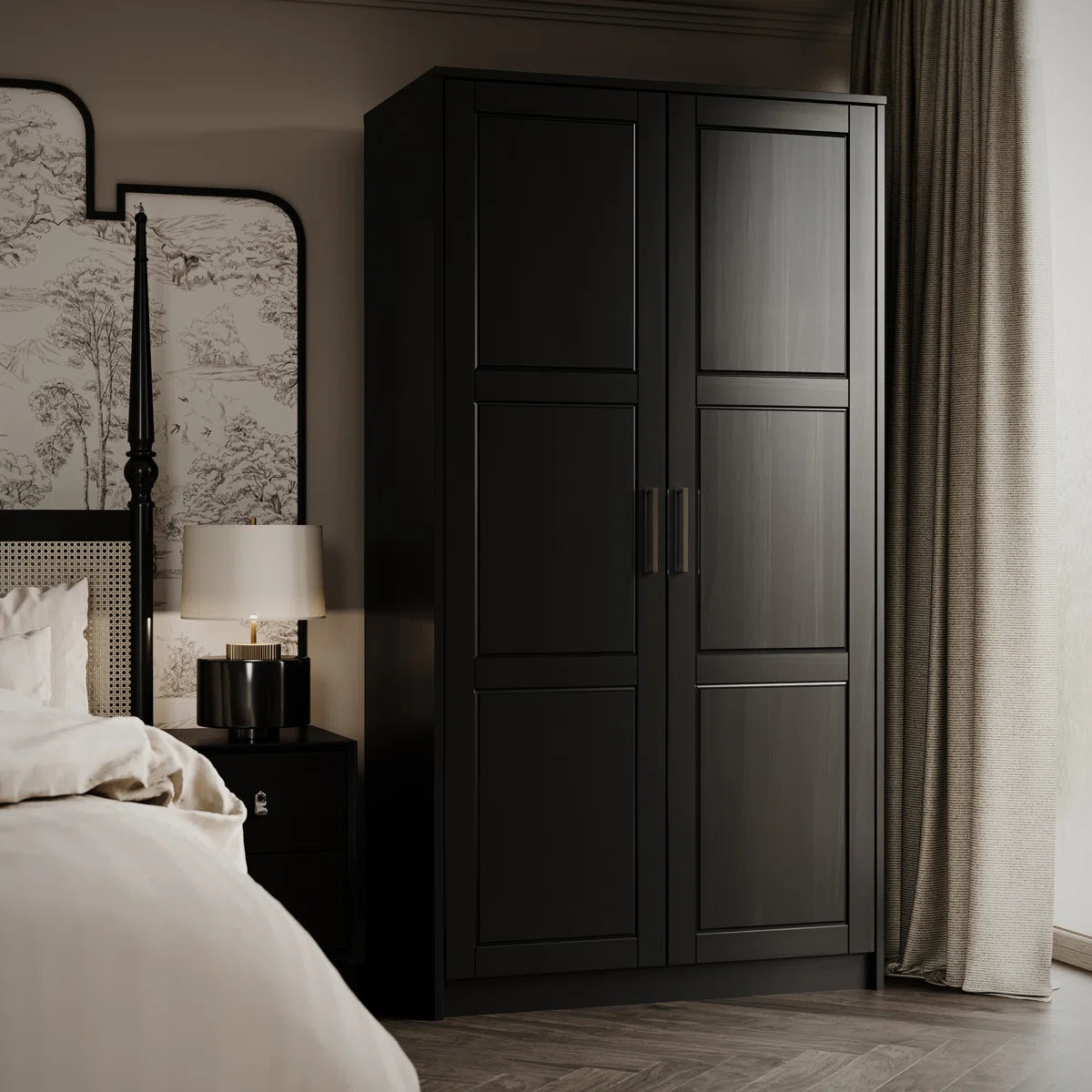 100% Solid Wood Urban 2-Door Wardrobe Armoire