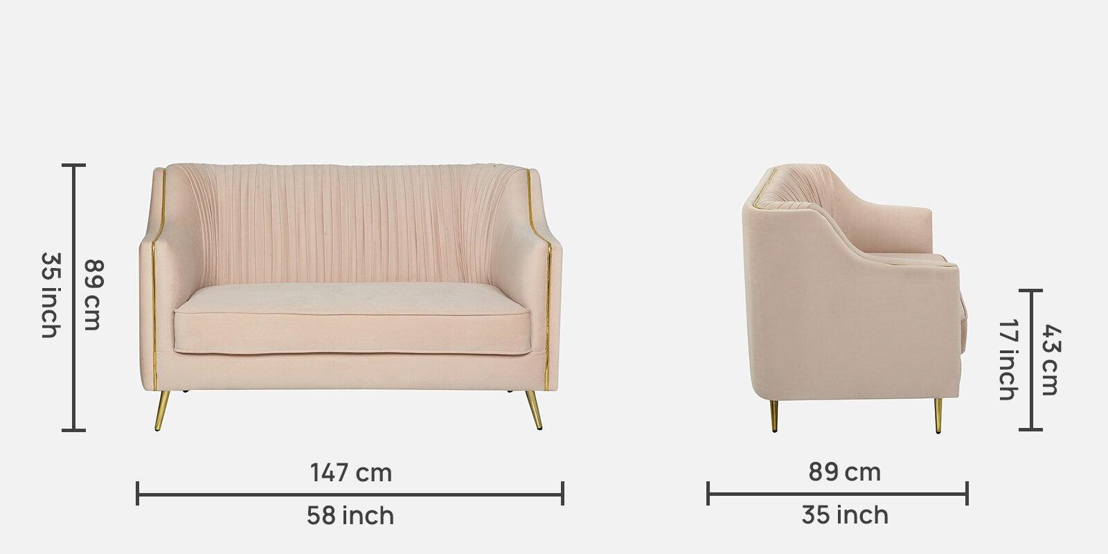 Velvet 2 Seater Sofa In Peachy Pink Colour - Ouch Cart 