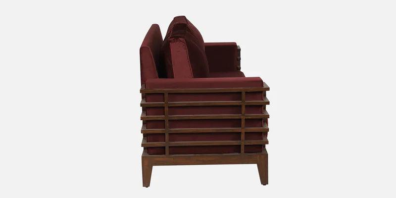 Solid Wood 3 Seater Sofa In Wine Red Colour - Ouch Cart 