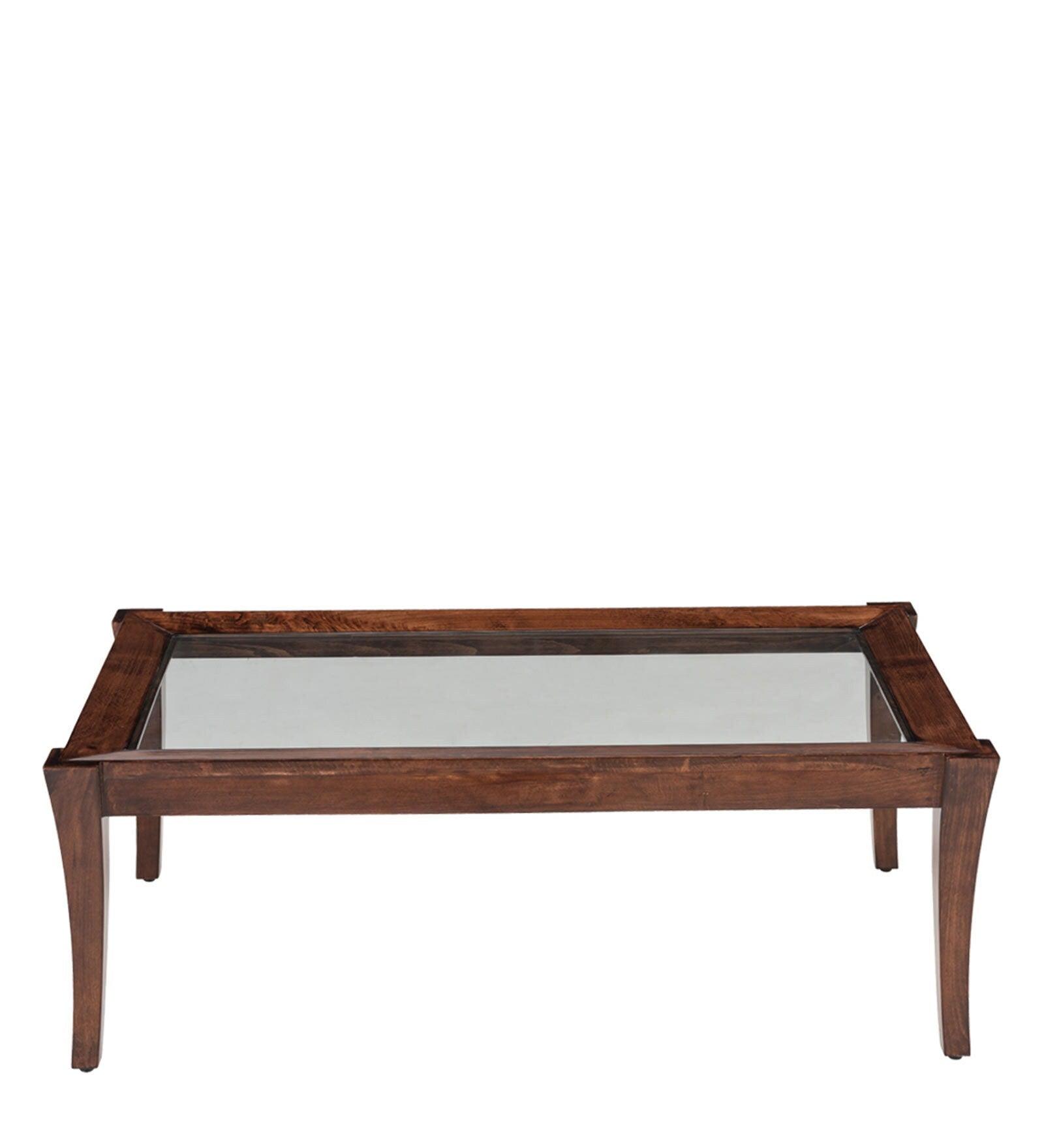 Solid Wood Coffee Table in Brown Finish - Ouch Cart 