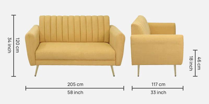 Fabric 2 Seater Sofa In Camel Yellow Colour - Ouch Cart 