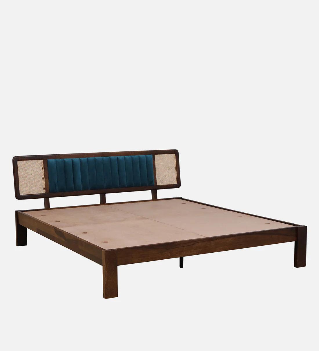 Bliss Cane King Size Bed In Scratch Resistant Teak Finish - Ouch Cart 