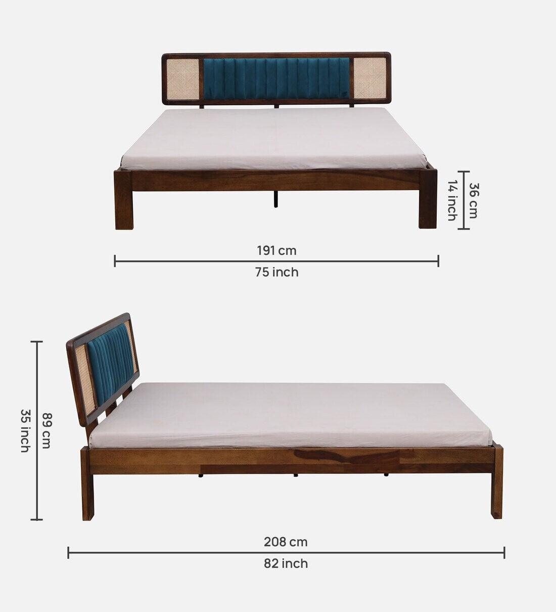 Bliss Cane King Size Bed In Scratch Resistant Teak Finish