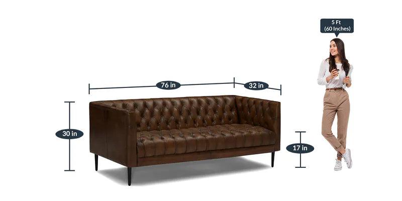 Leatherette 3 Seater Sofa In Brown Colour - Ouch Cart 