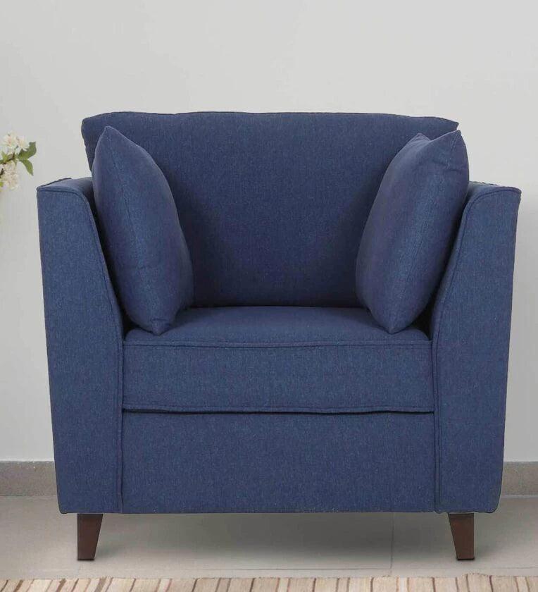 Fabric 1 Seater Sofa In Navy Blue Colour - Ouch Cart 