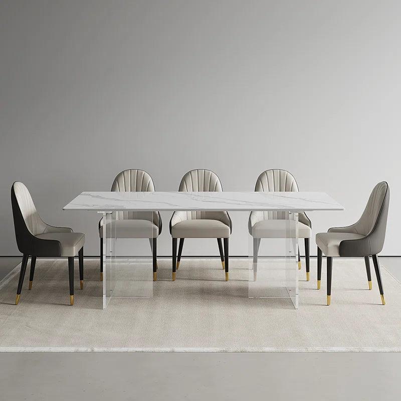 9 - Piece Marble Top Pedestal Dining Set - Ouch Cart 