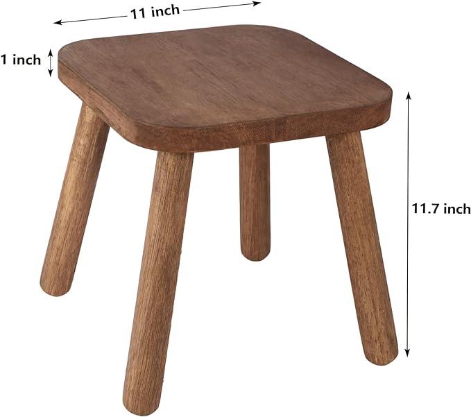 Solid Wood Stool for Kids 11.7'' Sturdy Sitting Stool Wooden Step Stool for Adults Wood Plant Stand Small Foot Stool with Four Detachable and Assembled Legs - Ouch Cart 
