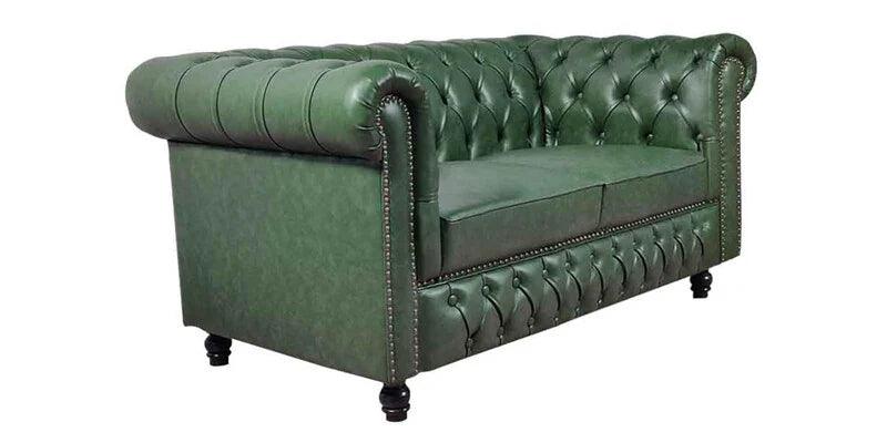 Leatherette Chesterfield 2 Seater Sofa In Olive Green Finish - Ouch Cart 