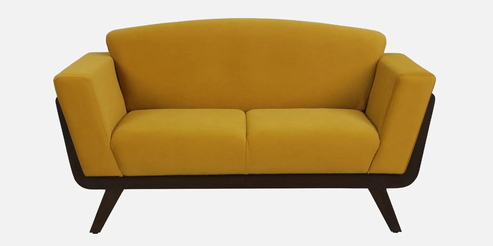 Solid Wood 2 Seater Sofa In Yellow Colour - Ouch Cart 