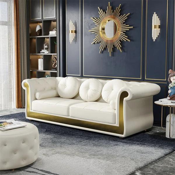 3-Seater Sofa with 5 Pillows White