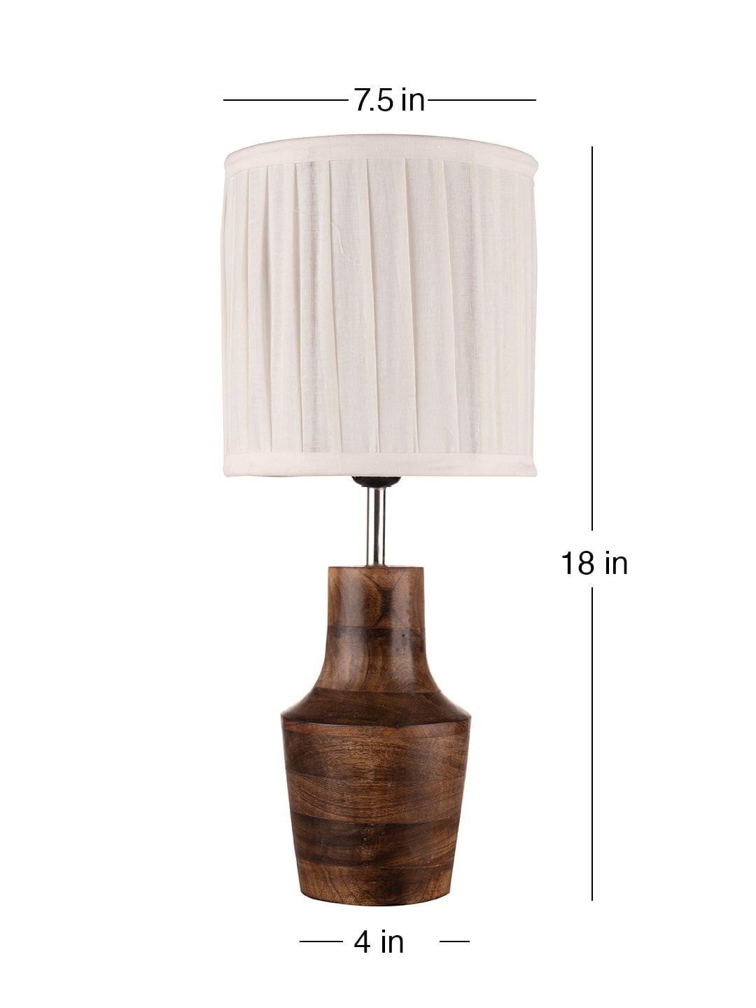 Wooden Firkin Lamp with Pleeted Cotton White Shade - Ouch Cart 