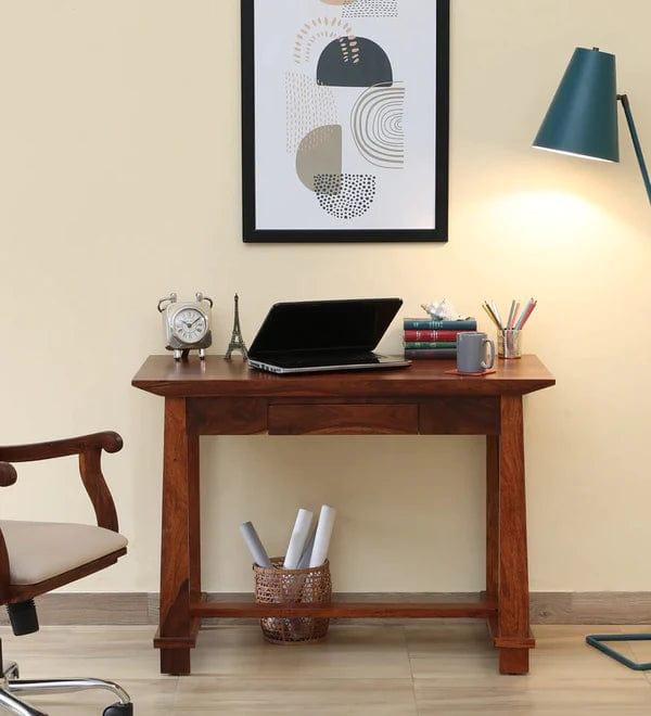 Shun Z Solid Wood Writing Table In Honey oak Finish - Ouch Cart 