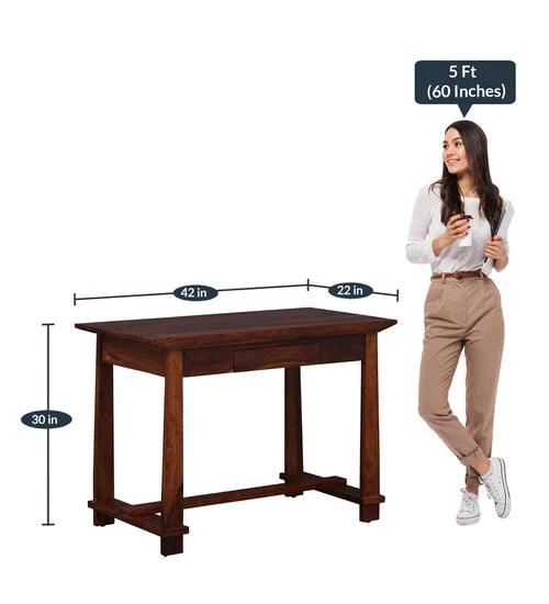 Isla Solid Wood Writing Table In Honey oak Finish - Ouch Cart 